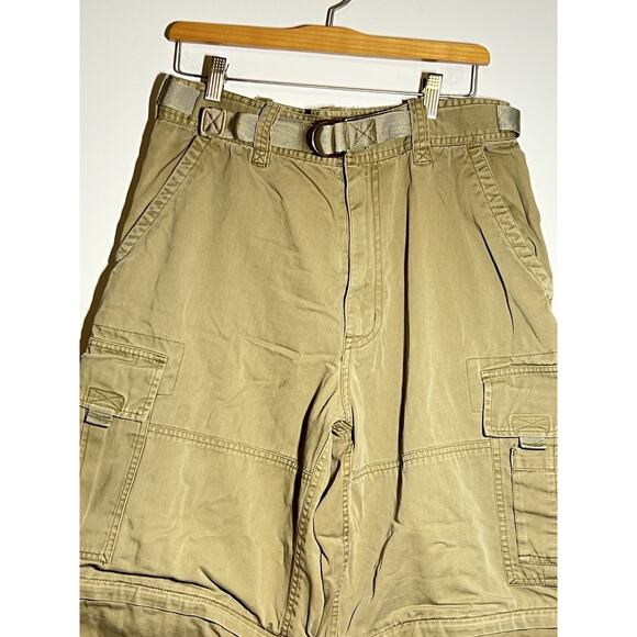 Abercrombie & Fitch VTG 90s Y2K Khaki Baggy Paratrooper Skate Pant M Convertible - Picture 2 of 10